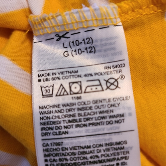 (396) Old Navy Woman's Original Long Sleeve T-Shirt, Size: L Color: Yellow/White - Picture 9 of 13